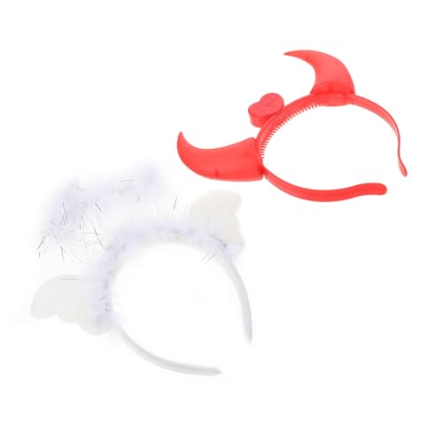 ANDRESLAD 2 Stück Engel Horn Stirnband Teufel Haarreifen Bandana Stirnband Engel Stirnband Horn Stirnbänder Cosplay Hörner Haarbänder Horn Teufel Kopfschmuck Halloween Stirnband Geweih von ANDRESLAD