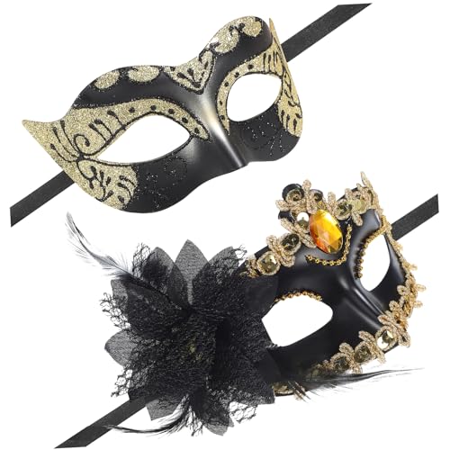 ANDRESLAD 2 Stück Venezianische Masken Vintage Partymasken Für Unisex Ideal Für Karneval Halloween Und Kostümpartys Elegantes Kostümzubehör Für Besondere Anlässe von ANDRESLAD