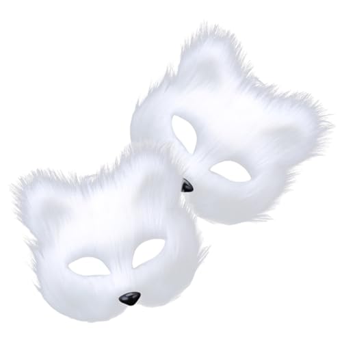 ANDRESLAD 2St Halloween-Maske halloween masken halloweenmaske masken zu halloween fox mask Plüschtiermaske Katzenmaske halloween deko Karnevalsmaske Masken für Maskerade Plastik Weiß von ANDRESLAD