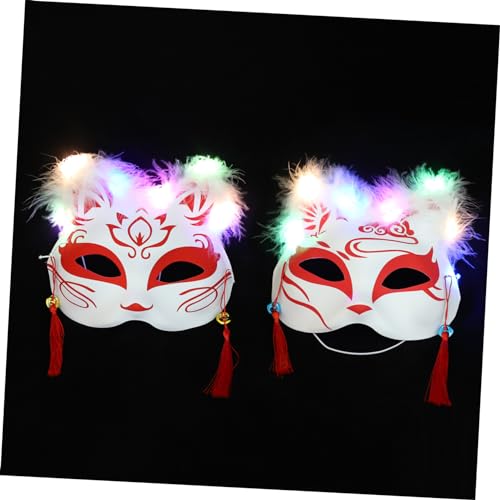 ANDRESLAD 2 stücke Fuchs Gesicht Maske für Kostüme Maskerade Halb-Gesicht Party Liefert Glowing Pelzigen Design von ANDRESLAD