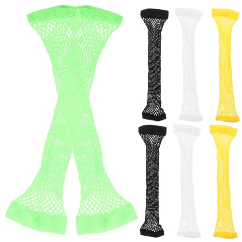 ANDRESLAD 4 Paare Feine Netz-stretch-handschuhe Netz-ellbogenhandschuhe Cosplay-netzhandschuhe Lange Mesh-handschuhe Ellenbogenhandschuhe Fingerlose Netzhandschuhe Arm Ärmel 10% Elasthan von ANDRESLAD