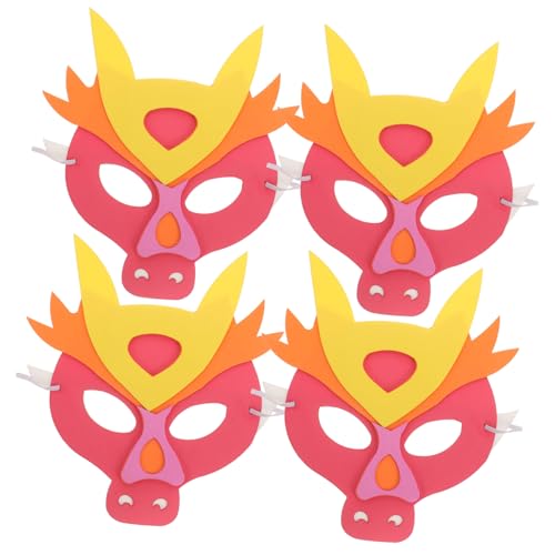 ANDRESLAD 4 Stück Kindermaske Zum Jahr Des Drachen Cosplay-drachenmaske Dekorative Maske Tiermaske Für Party Maskerade-maske Drachenmaske Für Cosplay Süße Tiermaske Cosplay-maske Eva Rot von ANDRESLAD