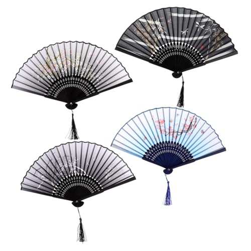 ANDRESLAD 4 Stück Teiliges Faltbare Handfächer aus und Seide mit Eleganten Quasten Klassische Japanische Festival Fächer für Hochzeit Party Tanz und Dekoration ANDRESLAD 4 Stück Teiliges Faltbare Handfächer aus und Seide mit Eleganten Quasten Klassische Japanische Festival Fächer für Hochzeit Party Tanz und Dekoration von ANDRESLAD