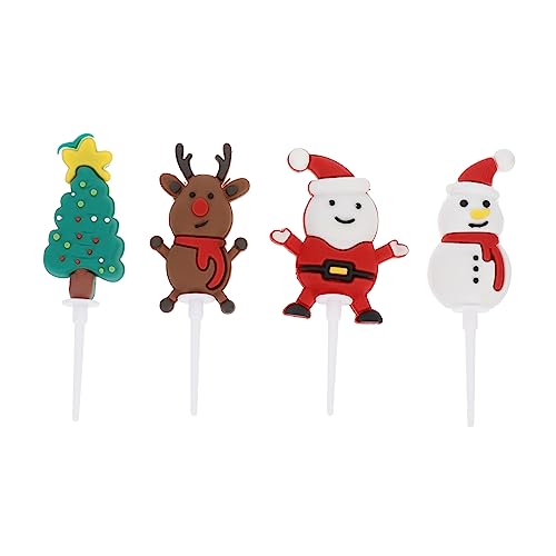 ANDRESLAD 4 Stück Weihnachtskucheneinsatz Rentier Cupcake Topper Weihnachts-Cupcake- weihnachtsparty accessoires cake topper weihnachten Desserteinsatz Topper Cupcake-Picks Colorful von ANDRESLAD