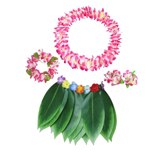 ANDRESLAD 5 Stück 1 Satz Hawaiianische Leis Bekleidung Tropisches Partyarmband Künstliche Blumengirlanden Hawaii-tanzgirlande Hawaii-grasrock Hawaiischer Grasrock Hawaiianische Girlande Rosa von ANDRESLAD