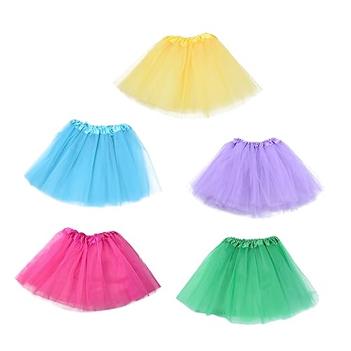 ANDRESLAD 5 Teile/Satz Kinder Mädchen Tüll Tutu Rock Kleid 3 Schicht Bunter Tüll Für Kostüme Und Verkleidung Perfekt Für Partys Und Shows von ANDRESLAD