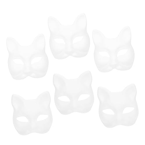 ANDRESLAD 6st Handbemalte Maske Leere Weiße Maske Schwarze Katzenmaske Fuchs Leere Maske Katzenmaske Aus Samt Fuchs Cosplay-masken Kätzchen Fuchsmaske Unbemalte Masken Wolfsmasken Papier von ANDRESLAD