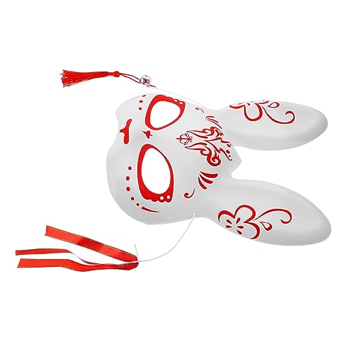 ANDRESLAD Anime Kabuki Wolfsmaske Masken Fuchs Tiermaske Bärenmaske Zubehör Masken Fuchsmaske für Halbgesichtsmaske mit Quaste Maskerade Japanische Maske Maske Party Halloween Hasen Ohren von ANDRESLAD