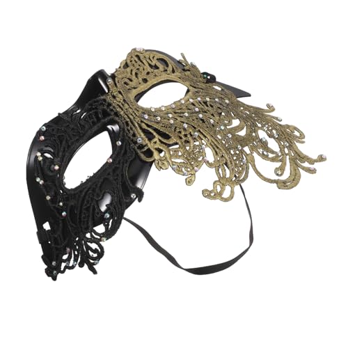 ANDRESLAD Damen Halbgesichts-Spitzenmaske mit elastischem Band Schwarze und Goldene Cosplay für Halloween Kostümparty Stilvolles Accessoire für Ball und Karneval ANDRESLAD Damen Halbgesichts-Spitzenmaske mit elastischem Band Schwarze und Goldene Cosplay für Halloween Kostümparty Stilvolles Accessoire für Ball und Karneval von ANDRESLAD