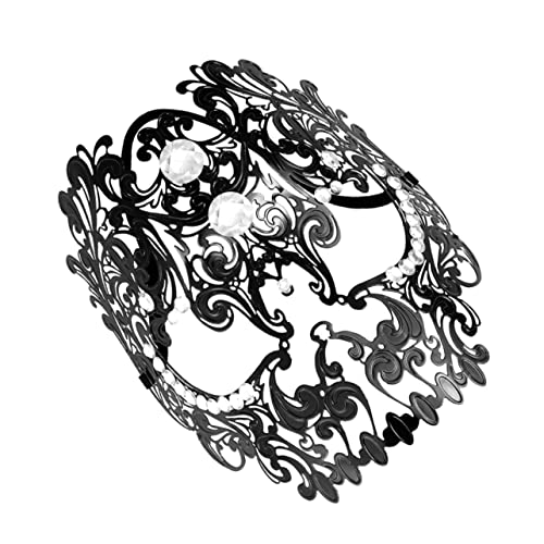 ANDRESLAD Diamantbesetzte Halbe Skelettmaske aus Metall für Maskenball und Halloween Leichte Verstellbare Halbgesichtsmaske mit Hohlstruktur für Karneval Kostüm und Partyverkleidung ANDRESLAD Diamantbesetzte Halbe Skelettmaske aus Metall für Maskenball und Halloween Leichte Verstellbare Halbgesichtsmaske mit Hohlstruktur für Karneval Kostüm und Partyverkleidung von ANDRESLAD
