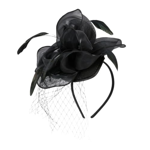 ANDRESLAD Feder Haarspange Hut Hutklammer Tea-Party-Hüte Fischerhüte für Männer Modisch Stirnbänder haarclips haarklemmen Haar Band Tea-Party-Fascinator-Hut Fascinator-Stirnband Mesh Black von ANDRESLAD