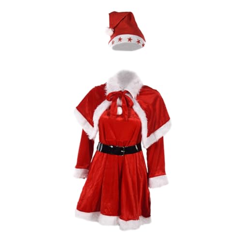 ANDRESLAD Festliches Weihnachtskleid Für Damen Weihnachtsmann Kostüm Lange Ärmel Party Outfit Stilvolle Festival Kleidung Für Die Feiertage Komfortable Passform von ANDRESLAD