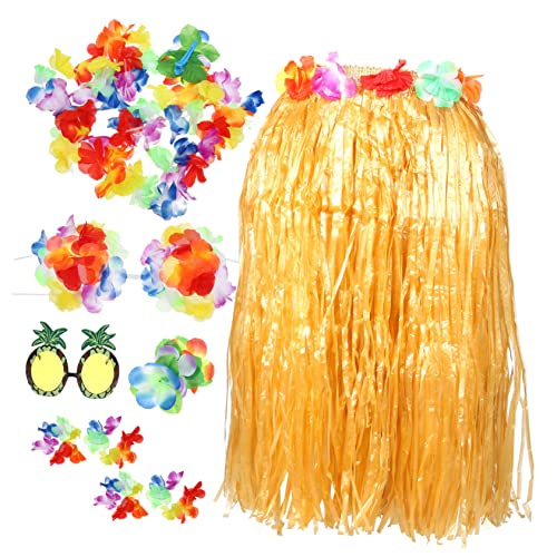 ANDRESLAD Garland Costume Party Partyversorgung Necklace Themenprop Grass Women Rock Kostüme Tropical Skirt Hawaiian Schöne Hula Luau Lei Decorations Hawaii Bikini Tanzperformance Bracelet von ANDRESLAD