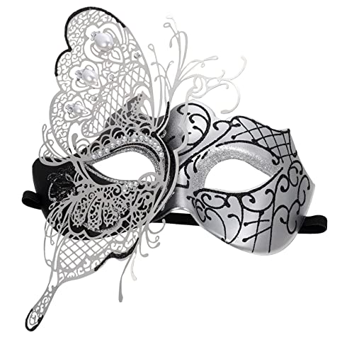 ANDRESLAD Karneval Maske Maskenball Schwarze Rhinestone Venezianische Maske Für Frauen Halbgesichts Masquerade Maske Für Halloween Und Karneval Elegantes Kostü Accessoire Für Partys Und Maskenbälle von ANDRESLAD