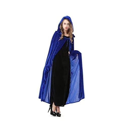 ANDRESLAD Halloween Hexenumhang Dunkelblau Mit Kapuze Für Cosplay Und Maskerade Kostüm Für Damen Und Herren Ideal Für Halloween Partys Und Horrorkostüme von ANDRESLAD