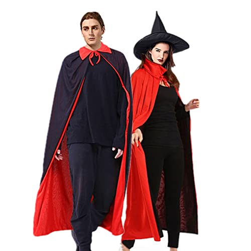 ANDRESLAD Halloween-party-zubehör Hexen-kapuzenumhang Und Hut-set Schwarz/rot Kostüm Für Erwachsene Cosplay-robe Für Erwachsene von ANDRESLAD