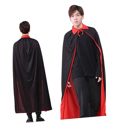 ANDRESLAD Vampir Kostüm für Herren Damen Jungen und Mädchen schwarzer roter Umhang Hexenhut Halloween Cosplay Party-Zubehör von ANDRESLAD