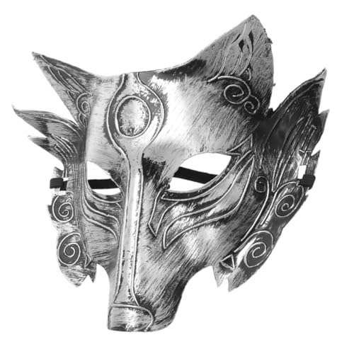 ANDRESLAD Halloween-maske Wolf Kostüm Maske Dämonenmasken Wolf Halbmasken Halbe Wolfsmaske Cosplay-kostüm Tiergesichtsmasken Halloween-cosplay Katzenmaske Maskerade-party Silver Pvc von ANDRESLAD