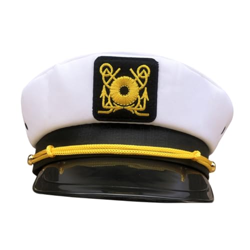 ANDRESLAD Kapitänsmütze Weiß Polyester Matrosen Hut Kostüm Zubehör Verstellbar Für Erwachsene Halloween Party Cosplay ANDRESLAD Kapitänsmütze Weiß Polyester Matrosen Hut Kostüm Zubehör Verstellbar Für Erwachsene Halloween Party Cosplay von ANDRESLAD