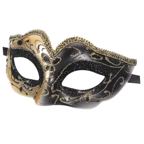 ANDRESLAD Karnevals Halbgesichtsmaske Schwarz mit Glitzer Strapazierfähige Kunststoff Maske für Halloween und Festliche Kostümpartys Bequemes Tragen durch Verstellbares Band ANDRESLAD Karnevals Halbgesichtsmaske Schwarz mit Glitzer Strapazierfähige Kunststoff Maske für Halloween und Festliche Kostümpartys Bequemes Tragen durch Verstellbares Band von ANDRESLAD