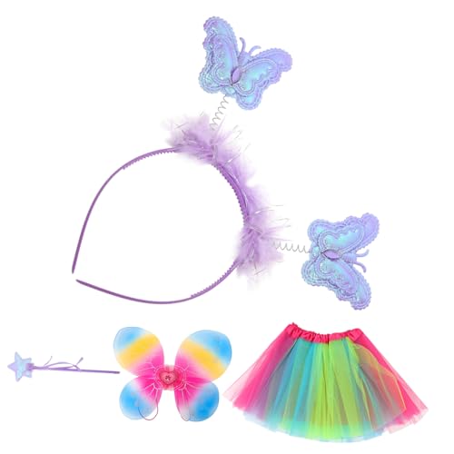 ANDRESLAD Kopf Party Entzückender Kostüm Kleidung Kinder Bopper Fee Tutu Dekoratives Mottoparty Rock Kostümset Outfit für Cosplay Feenprinzessin Mädchen Ausgefallene Schmetterling von ANDRESLAD