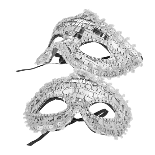 ANDRESLAD Glänzende Paillettenhälfte Für Frauen Maskerade Dekoratives Festival Accessoire Silber Halloween Kostüme von ANDRESLAD