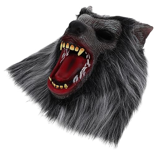 ANDRESLAD Partydekoration Party Mund Kostümzubehör Maskenball Wolfsmaske Tiermaske Gruselmasken Plüsch Bewegliche Schreckliche Maske für Cosplay Kunstfell Kostümmaske Halloween Ornament von ANDRESLAD