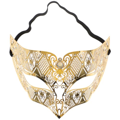 ANDRESLAD Strass Metallmaske Für Maskerade Partys Halbes Gesicht Glamouröses Party Elegante Strass Applikationen Ideal Für Karneval Halloween Und Besondere Anlässe von ANDRESLAD