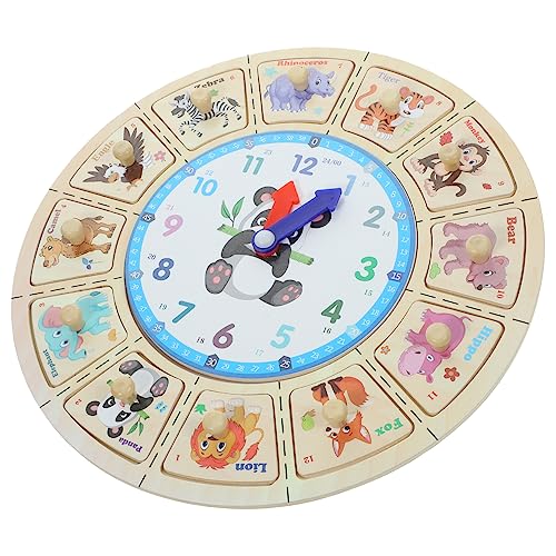 ANDRESLAD Tragbare Uhr Lustiges Puzzle Kleinkind Uhr Uhrlernen Für Kinder Kinderwecker Unterrichtsuhren Für Kinder Unterrichtszeit Uhr Lernuhr Für Kinder Uhr-Puzzle Kinder Rätsel Holz von ANDRESLAD