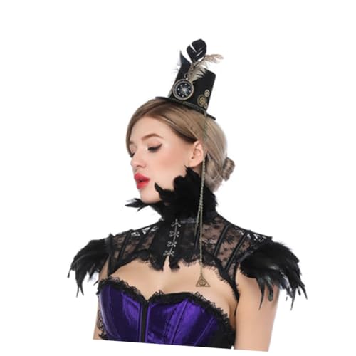 ANDRESLAD Umhang Für Frau Spitzenumhang Kostüme Viktorianisches Cape-Halsband Gothic Halsband Schwarzer Umhang Kap Verkleidungskostüm Cape-schal Spitzenmantel Cosplay-kostüm Aus Spitze Black von ANDRESLAD