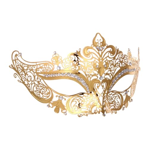 ANDRESLAD Venezianische Maske Aus Metall Im Eleganten Design Vergoldet Mit Funkelnden Strasssteinen Ideal Für Karneval Maskenball Und Festliche Anlässe Damen Und Herren von ANDRESLAD