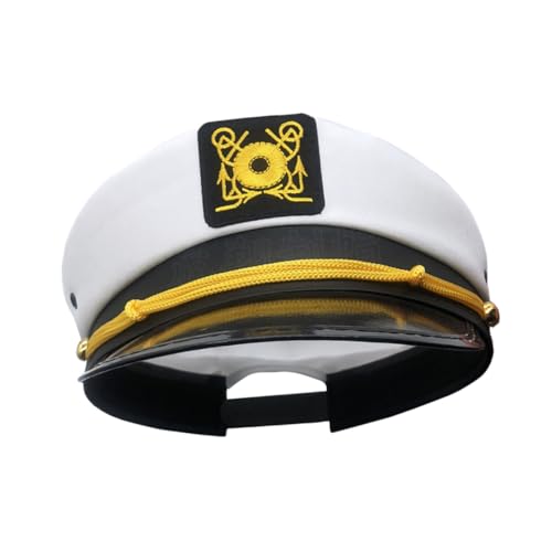 ANDRESLAD Weiß Verstellbare Kapitänsmütze mit Gesticktem Logo Uv-schutz Seglerhut für Damen und Herren Verstellbarer Schirm Geeignet für Karneval Halloween Cosplay und Mottopartys ANDRESLAD Weiß Verstellbare Kapitänsmütze mit Gesticktem Logo Uv-schutz Seglerhut für Damen und Herren Verstellbarer Schirm Geeignet für Karneval Halloween Cosplay und Mottopartys von ANDRESLAD