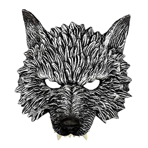 ANDRESLAD Werwolf-Maske Maskerademaske für Männer Cosplay-Hälfte Halloween-Maske für Männer Kindermaske halloween costume halloween kleidung Wolfsmaske Halbgesichtsmaske Wolf PU-Schaum Black von ANDRESLAD