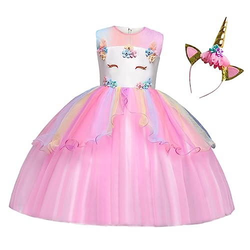 ANDRESLAD ädchen Prinzessinnen Kleid Mit Haarband Tüll Festkleid Für Pink Und Ideal Für Partys Karneval Und Besondere Anlässe von ANDRESLAD