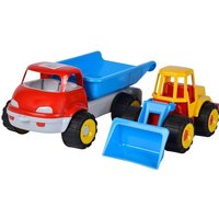 Simba 107134610 - LKW Kipper mit Bagger 2-teilig, Kunststoff, 36/29cm, Sandspielzeug von ANDRONI