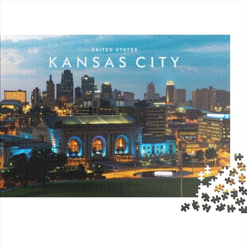 1000-teiliges rechteckiges Puzzle für Erwachsene, Kansas City Night View, kreative Puzzle-Herausforderung, Spielzeugpuzzle, 1000 Teile (75 x 50 cm) von ANEIDA