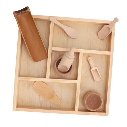 ANGGREK Sensorische Mülleimer-Werkzeuge, Pädagogisches, Leicht zu Greifendes Geschirrspielzeug aus Holz für das Feinmotorik-Lernen für Kleinkinder von ANGGREK
