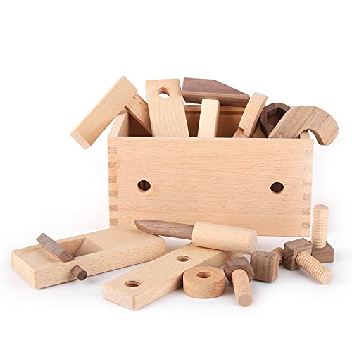 ANGGREK Tischlerkiste aus Holz für, Werkzeugkasten Zur Intelligenzkultivierung, Rollenspielspielzeug für die Frühe Bildung für Familienzeit für Outdoor-Aktivitäten von ANGGREK