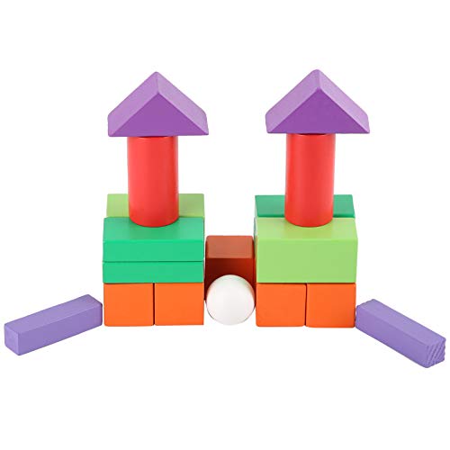 Bausteine-Fliesen, Holzbaustein-Set Zum Lernen Im Vorschulalter, Lernspielzeug für ab 3 Jahren (32-Kapseln-Box + Kleiner Wecker) von ANGGREK
