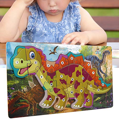Puzzles für Kleinkinder, Holzpuzzlespielzeug, Leicht zu Greifendes Zuhause, Schlafzimmer, Jungen für Babys (Stegosaurus (digital)) von ANGGREK