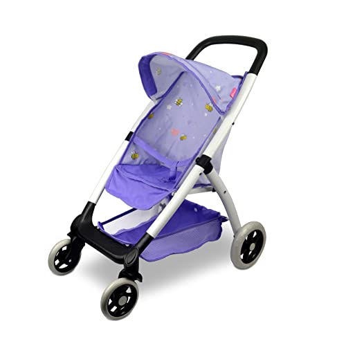 Puppen-Regenschirm-Kinderwagen, ANIVIA Toys Babypuppen-Kinderwagen für Kleinkinder mit Korb und stummen Rädern, ideal für Babypuppen bis 18" Lila von ANIVIA