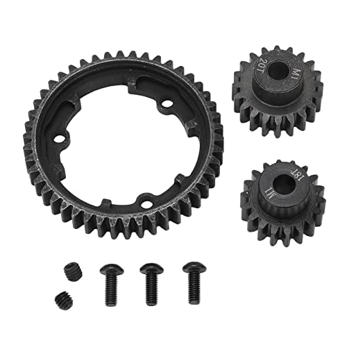 ANKROYU 46T RC Hauptstirnrad, Hartstahl-Stirnrad, RC-Ritzel-Stirnrad, RC-Zubehörset-Kit mit 18T 20T Ritzel für ferngesteuertes Auto von ANKROYU