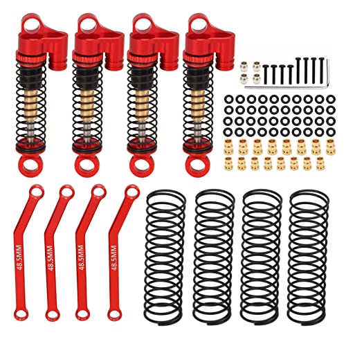 ANKROYU Spurstangensatz, RC-Stoßdämpfer aus Aluminiumlegierungsstahl, leichtes 1/18 Spurstangenset für FCX24 1/18 1/24 Crawler Car (Rot) von ANKROYU