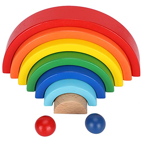 ANKROYU Stapelspielzeug aus Holz, Holzbausteine, Kinderpuzzle, Farbe, halbkreisförmiges Spielzeug zum Zusammenbauen, Geometriebausteine, Lernspielzeug von ANKROYU