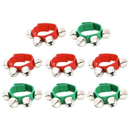 8pcs Musical Rhythmus Armband Knöchel Glocken Rasseln Instrumente Kinder Erwachsene Handgelenk Glocken Multikolor Handgelenk Handgelenk Handgelenk Glocken von ANMITI