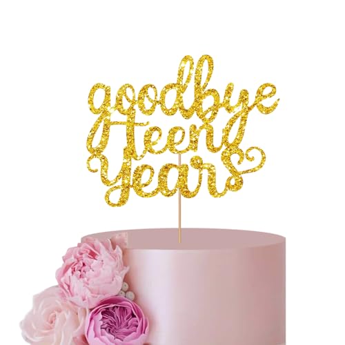 Gold Twenty Cake Topper für 20. Geburtstag Kuchen Dekor, Goodbye Teen Years Cake Topper, Erwachsene Geburtstag Cake Topper, Glitzer Happy Birthday Party Dekoration Supplies von ANNATZQ