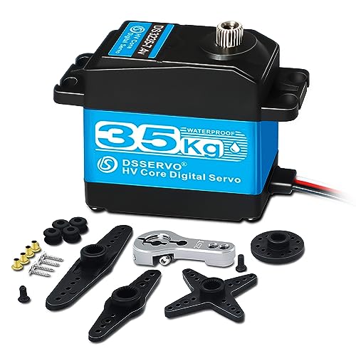 ANNIMOS 35kg RC Digital Servo 7.4V Lenkservo Motor 25T Vollmetallgetriebe Hohes Drehmoment Hohe Geschwindigkeit Wasserdicht für 1/8 1/10 1/12 RC Autos Raupenfahrzeug DIY Roboter - 270 Grad von ANNIMOS