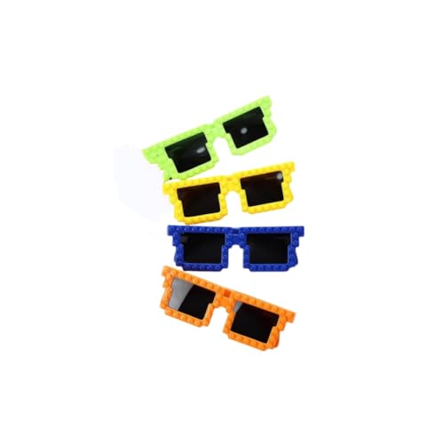 ANNIUP 4 Paare von niedlichen schrulligen Block Mosaik Sonnenbrille, Party Geburtstag Brille, Pixel Sonnenbrille, Prom Requisiten für Party Dekoration Brille von ANNIUP