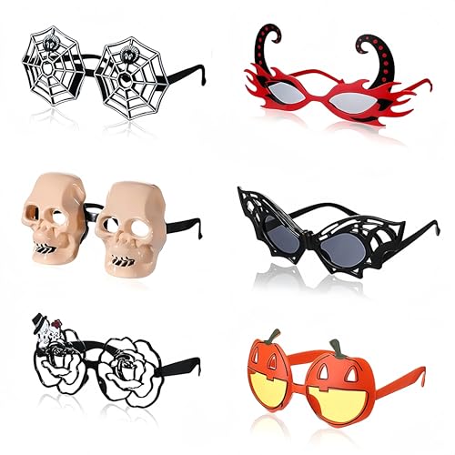 ANNIUP Sechs Paar Kürbis Fledermaus geformt Brille, Spinnennetz Schädel Brille, Trick Spielzeug Prom Party Brille, schrulligen Kleid bis Geist Festival Spinne Brille von ANNIUP