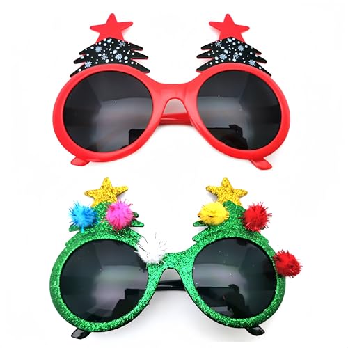 ANNIUP Zwei Paare von Weihnachtsbaum Brillen, Weihnachten Urlaub Partei Spooky Brille, Creative Funny Funny Weihnachten Party Dekoration von ANNIUP